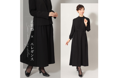 AI373-d Marycoco 洗える ノーカラージャケット 前開き ロング丈ワンピース ブラック フォーマル アンサンブル [MC-3530 ジャケット ワンピース レディース ロング きれいめ メアリーココ 長崎県 島原市 ]