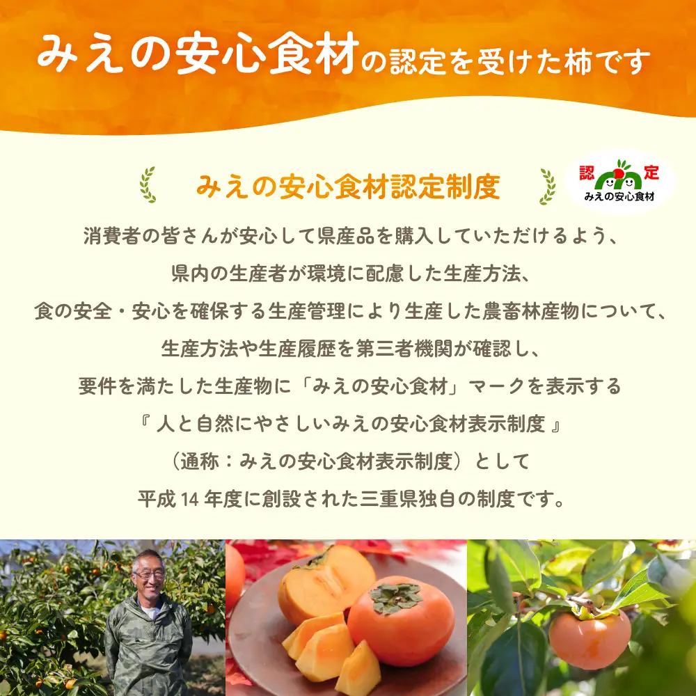 【令和8年産柿/先行予約】三重の安心食材認定！中村農園の次郎柿 M・Lサイズ　22個 (約5～6㎏)　NN-03 