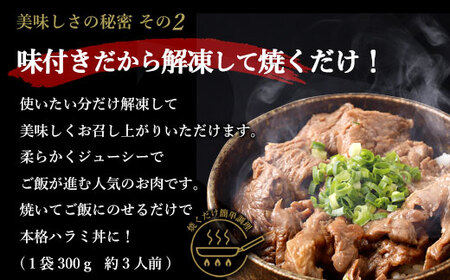 【３回定期便】やわらか 牛ハラミ（サガリ）肉 極旨秘伝醤油タレ漬け（300g×2袋）訳あり ハラミ 牛肉 個包装 焼肉 AS-496