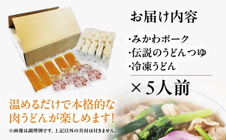 みかわの郷 みかわポーク肉うどんセット (5人前）うどん 冷凍うどん 肉うどん 三河 みかわの郷 みかわポーク ブランド豚 豚肉 老舗 うどん 出汁 鰹だし
