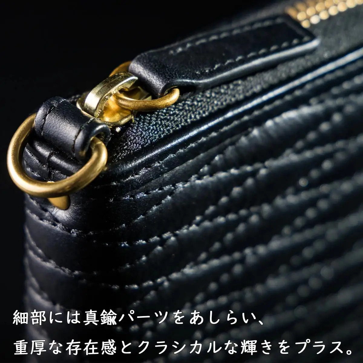 ダイヤステッチ ラウンドジップ ロングウォレット 本革長財布