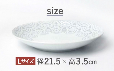 【波佐見焼】青海波グレー プレート Lサイズ ２個セット【聖栄陶器】[TG29]
