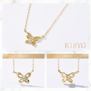 ネックレス K18イエローゴールド　ダイヤモンドペンダント（蝶）　MJ-1150 ジュエリー