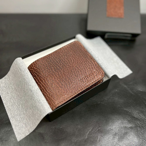 YIHALS ハンドメイド 鹿革 2つ折り財布 ネイビーブルー《靴屋が手掛ける革製品》 [0640]