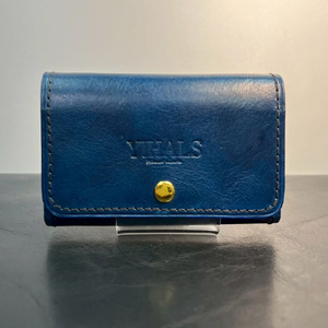 YIHALS ハンドメイド 牛革 名刺入れ ネイビーブルー《靴屋が手掛ける革製品》 [0653]