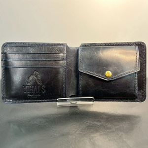 YIHALS ハンドメイド 牛革 2つ折り財布 ライトブラウン《靴屋が手掛ける革製品》 [0668]