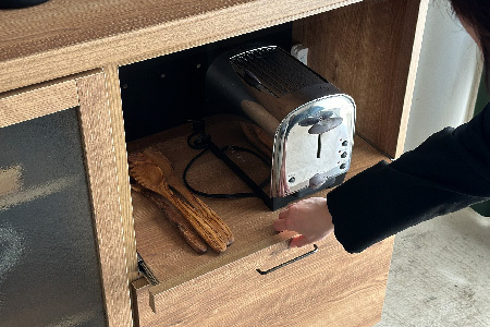 【東馬家具】TMフォカス 120OP収納+ガラス扉+オープン引出+脚2セット(H060630)