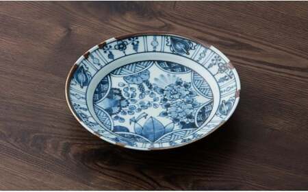 有田焼 渕錆藍華牡丹地紋様図 21cm 皿 ～華一園シリーズ～【西山錦華堂】食器 器 うつわ 皿 プレート 牡丹 手描き 50000円 5万円 A50-296