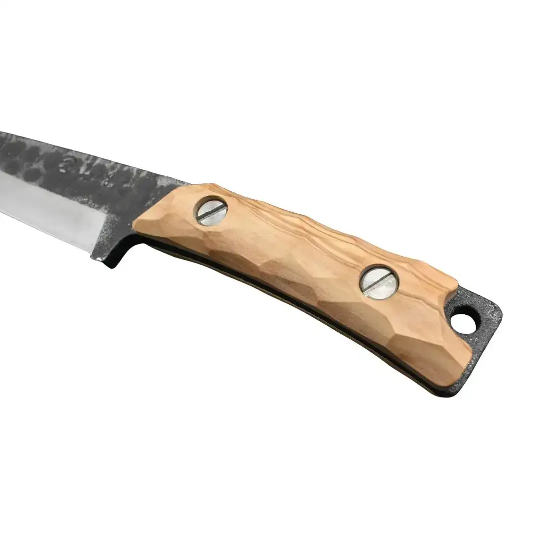 [山人] フルタング鉈ナイフ オリーブ柄　本革ケース付　フルタング仕様　キャンプ用品　アウトドア用品　燕三条【096S003】