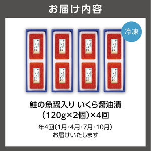 【定期便・全4回】佐藤水産　鮭の魚醤入り いくら醤油漬 定期便