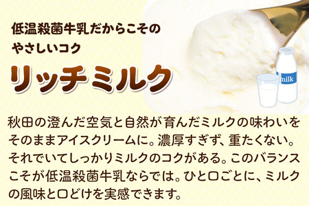 秋田市産 鈴木牛乳の低温殺菌牛乳を使用したアイスクリーム 10個（5種×各2個）