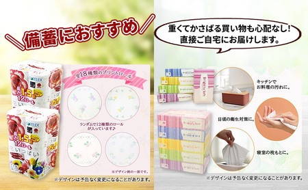 定期便 2ヵ月毎 全6回 長持ち 1.5倍巻き 花いっぱい トイレットペーパー ダブル 45ｍ 24ロール & ブライティア ソフト ボックスティッシュ 200組 400枚 5箱  全18種 花柄 プリント 香り付き 日本製 まとめ買い 防災 常備品 消耗品 備蓄 北海道