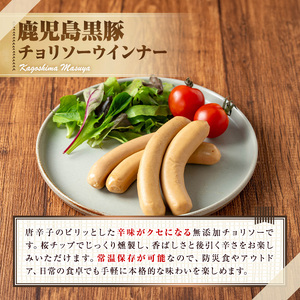 【0075135a】鹿児島黒豚無添加常温ウインナー(チョリソー)(計200g) 国産 黒豚 豚肉 ぶた肉 ソーセージ チョリソー チョリソーウインナー 短鼻豚 常温 常温配送 【鹿児島ますや】