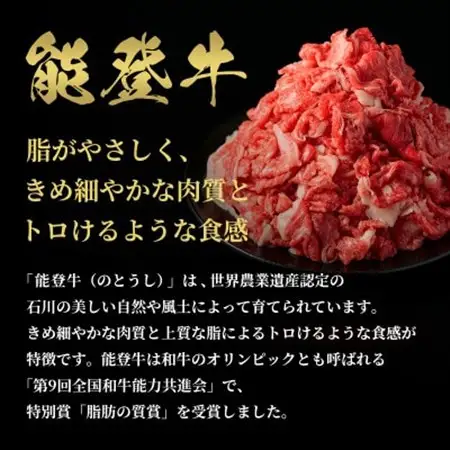 【和牛セレブ】能登牛 切り落とし 1kg(500g×2P)【配送不可地域：離島】【1621113】