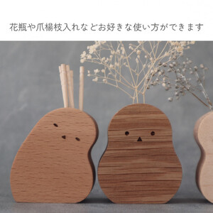 手のひらサイズの木製花瓶｜おやすみシマエナガ〈3種セット〉