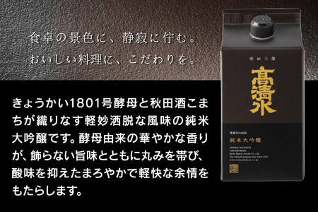 高清水 純米大吟醸パック 900ml×6本 日本酒 酒 地酒 秋田県 秋田市