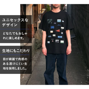  Tシャツ 半袖 BLACK Mサイズ 綿100％ 「 OvO Fuji Photo Tee 」 ユニセックス カジュアル ファッション 黒 ブラック 富士山