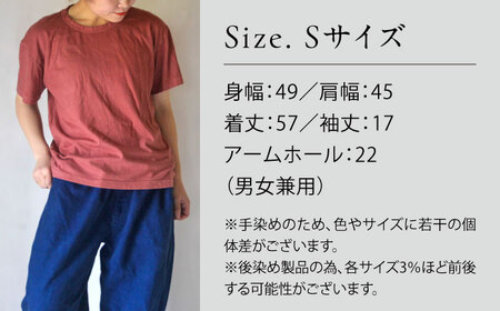 オーガニックコットン 完熟Tシャツ　【小豆色】Sサイズ / オーガニック コットン 綿100　手染め 草木染め Ｔシャツ 半袖 トップス ファッション インナー 女性用 レディース 男性用 メンズ ユニセックス 男女兼用 ギフト 贈答 プレゼント / 大村市 / ISTIST[ACZW057-1]