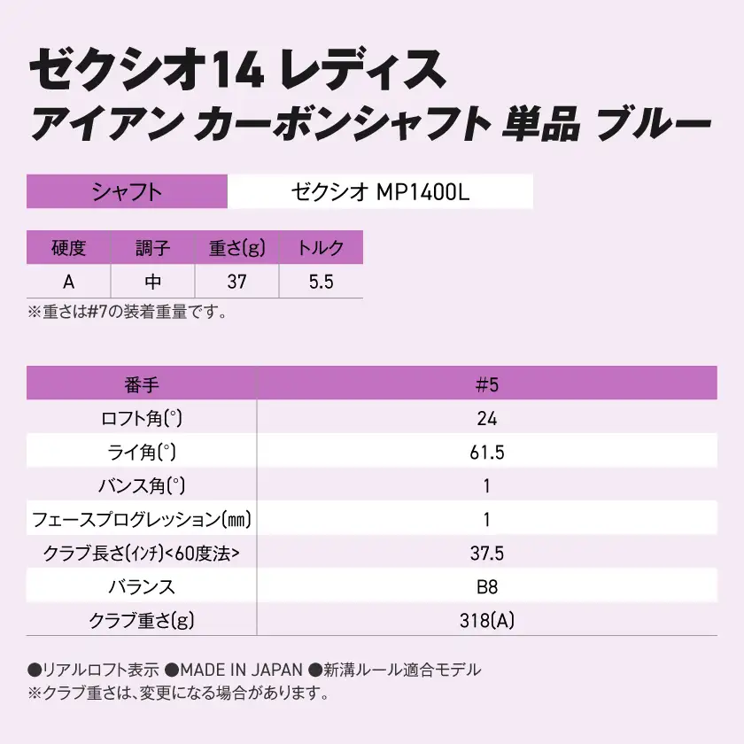 ゼクシオ 14 レディス アイアン ブルー 単品【5/A】《2025年モデル》ゴルフボールセット〔GV-C703-5A〕