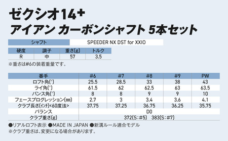 ゼクシオ 14＋ アイアン カーボンシャフト 5本セット【R】《2025年モデル》_IE-C702-R