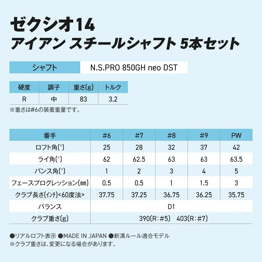 ゼクシオ 14 アイアン スチールシャフト 5本セット【R】《2025年モデル》〔IJ-C701-R〕
