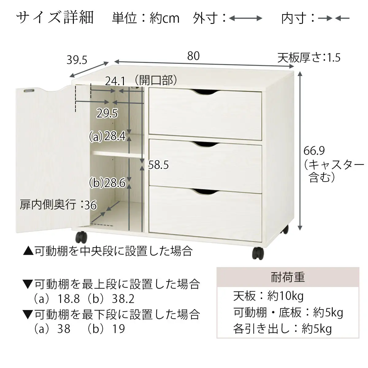 【完成品でお届け】キャスター付きマルチキャビネット（オーク）キャビネット おしゃれ 幅80 木製 チェスト キャスター 収納棚 タンス 大容量 扉付き スリムワゴン 押入れ収納 キャスター付き テレビ台 LKANCB642291-0-OAK