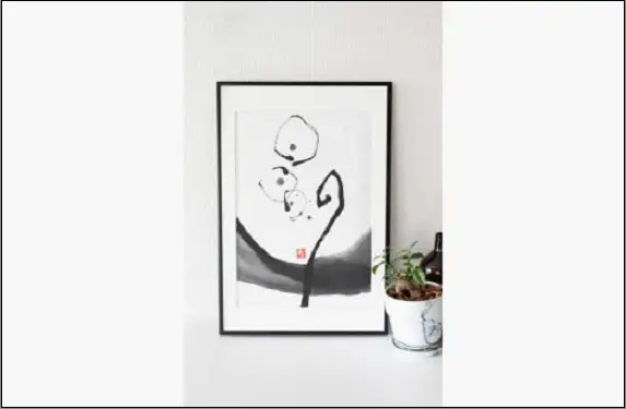 福岡市ゆかりの墨象作品《光種》原画（A3額装）／「風と街と、心のかたち」シリーズより