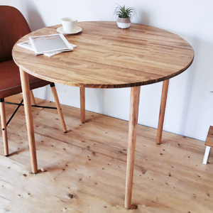[木脚] 天然木のダイニングテーブル (ラウンド) W90×D90×H72cm [2429]