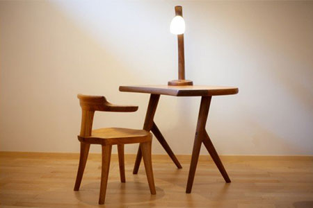 『ほくとのクラフト』いっぴん工房　手作り木工家具　コンパスデスク 机 デスク テーブル インテリア 木製 勉強机 リモートワーク テレワーク 書斎 家具 コンパス パーソナルデスク ほくとのクラフト いっぴん工房 手作り 天然素材 コンパクト チェリー ウォールナット 新生活 [h005]