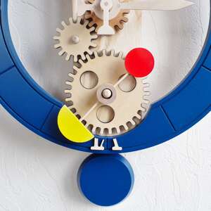 存在感抜群のオシャレな木製時計 時計 壁掛け時計 木製時計 オリジナル オシャレ ネイビーブルー 日本製 新生活 おもちゃ箱イカロス [h007]