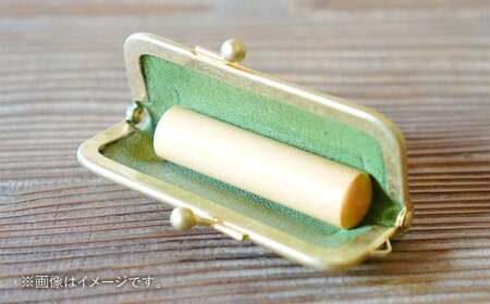 実印 印鑑ケース付き イタリアンオイルレザーのがま口印鑑ケース イエローカラー15mm 上柘 （印鑑ケース1個・印鑑1本） 牛革 革 オイルレザー イタリアンレザー 天然皮革 柘の木