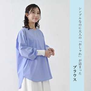 【THE INDUSTRY WORKS】袖リブ仕様ブラウス（ブルー）・1着　TIW-W039（55-28-BL） レディース ブラウス
