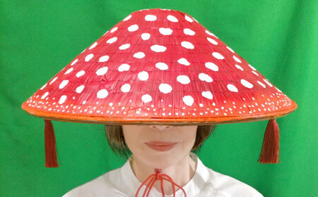 蓄光BENITENGASA・プレミアム 赤 ベニテン笠 光る ベニテングタケ タッセル 竹笠 大阪府高槻市/サンドセルショップ[AOBO025]