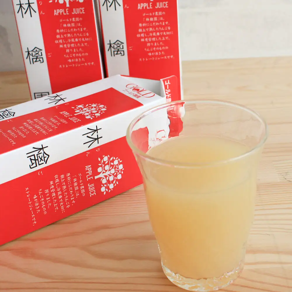 りんごジュース ストレート果汁【林檎園】1000ml×15本 紙パック ゴールド農園 かめあし商店