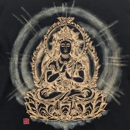 手描きTシャツ 仏画 大日如来 金剛界 黒 (半袖 XLサイズ)【1662864】