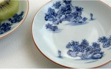 有田焼 山水絵小皿セット（2枚1組）【起山窯】食器 うつわ 器 取り皿 小皿 山水絵 30000円 A30-646