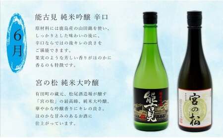 《年4回 さがん酒 定期便 》大賞受賞 宮の松 金賞受賞 能古見 多久 権右衛門 720ml×2本×4回 定期便 【佐嘉蔵屋】 飲み比べ 日本酒 宮の松 能古見 権右衛門 720ml 2本 S110-5