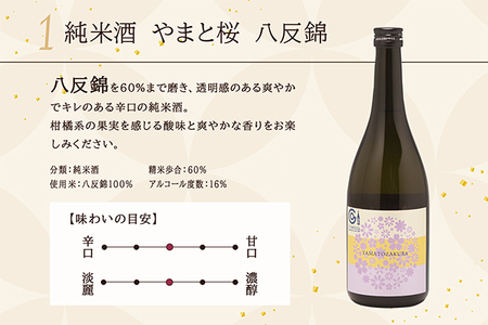 やまと桜 純米酒 720ml×3本セット 辛口 / Calmu / 八反錦 日本酒 地酒 老舗酒蔵 山形 庄内町