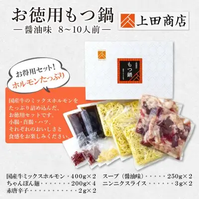 Z08-29 寄附額改定↓↓ お徳用もつ鍋(醤油味 8～10人前)  もつ鍋
