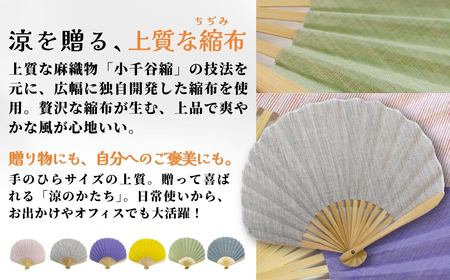 【扇子】縮扇子 シェル型 水田｜無地 浅緑