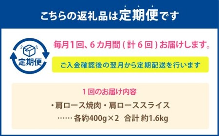 【6カ月定期便】 【肩ロースたっぷり食べ比べ！】 おおいた和牛 肩ロース焼肉 ・ 肩ローススライス 約1.6kg×6回 計約9.6kg