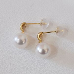 S085-512_あこや真珠 天草 ピアス 7.5ｍｍ - 8mm ホワイトピンク 真珠 半円 マット