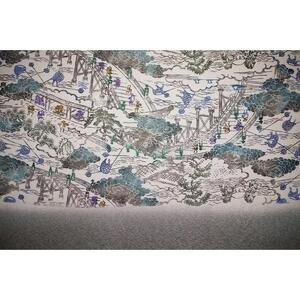 職人技がさえわたる世界に一つだけの「手差し型染め 名古屋帯」（古代柄/川の風景）