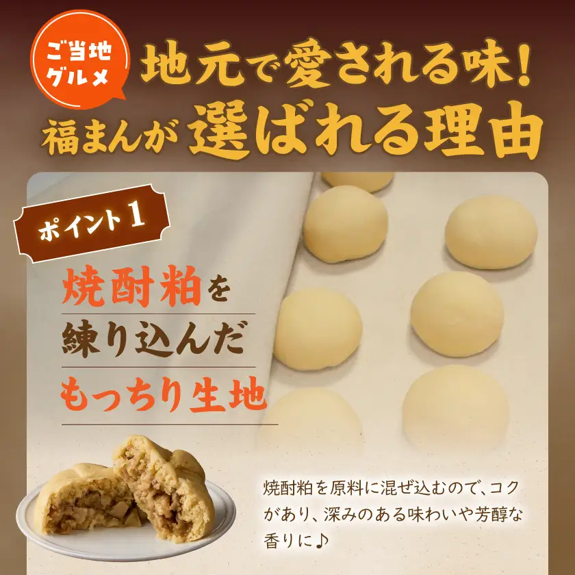 宮崎ブランドポーク使用「福まん(煮豚まんじゅう)」5個セット〔AA-N501〕_(都城市) 手包み 肉まん コク もっちり生地 具材ぎっしり 電子レンジ 蒸し器
