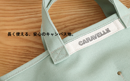 【CARAVELLE】サポーターズバッグ（col.うすみどり）バケツタイプのバッグ＋取り外しショルダー 幅約38cm 高さ約22.5cm 直径約24.5cm ショルダー約70cm～133cm かばん 下呂市 ハンドメイド 8号帆布 [74-7【5】]