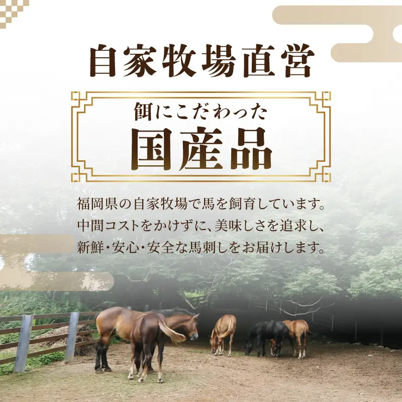 国産赤身馬刺し約100g×3(約300g) 馬刺し 赤身 国産 馬肉 自家牧場 お取り寄せ グルメ 福岡県 八女市 202-001