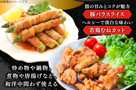 豚肉 鶏肉 詰め合わせ 宮崎県産 豚バラ スライス ＆ 若鶏むね 切り身 計2.2kg [YAMATO 宮崎県 日向市 452061447]