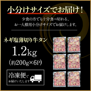 特製ネギ塩だれ 薄切り牛タン 1.2kg （肉 牛肉 牛タン 薄切り 塩だれ ネギ ヘルシー 人気 宮崎県小林市）
