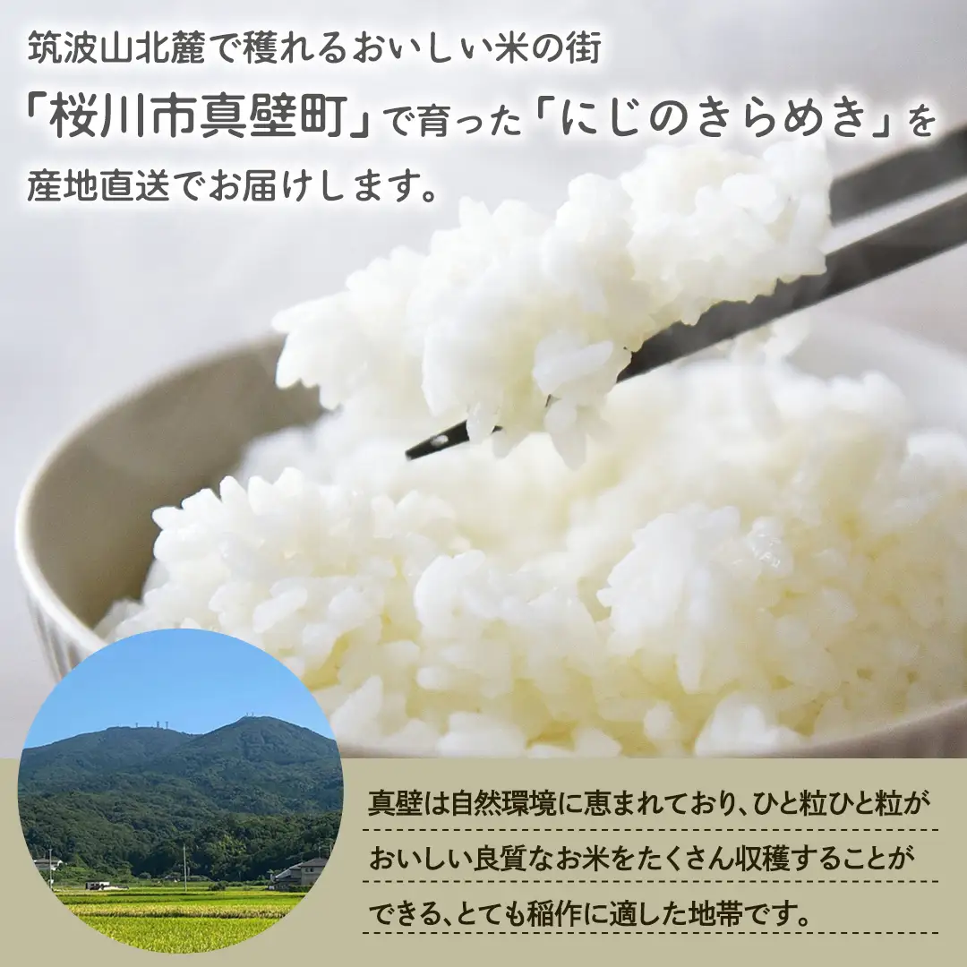 令和7年産 にじのきらめき 10kg ( 5kg × 2袋 ) お米 ごはん 精米 コメ 白米 国産 茨城県 桜川市 銘柄米 [AX016sa]
