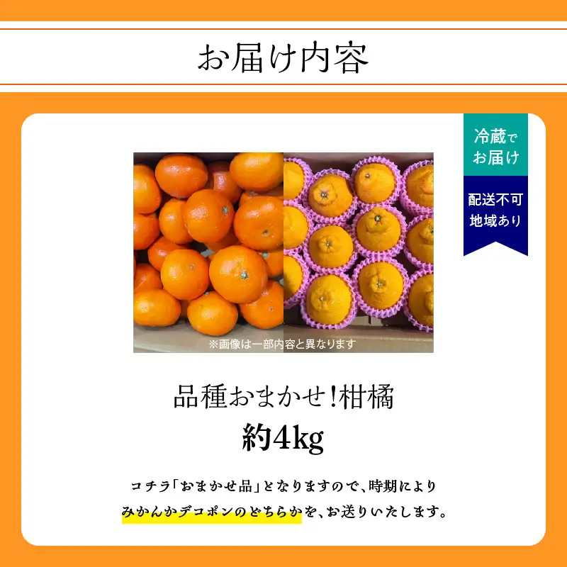 品種おまかせ！柑橘（4kg）＜配送不可：北海道・沖縄・離島＞ ミカン みかん デコポン 柑橘 おまかせ 旬 フルーツ 果物 福岡県 八女市 197-004